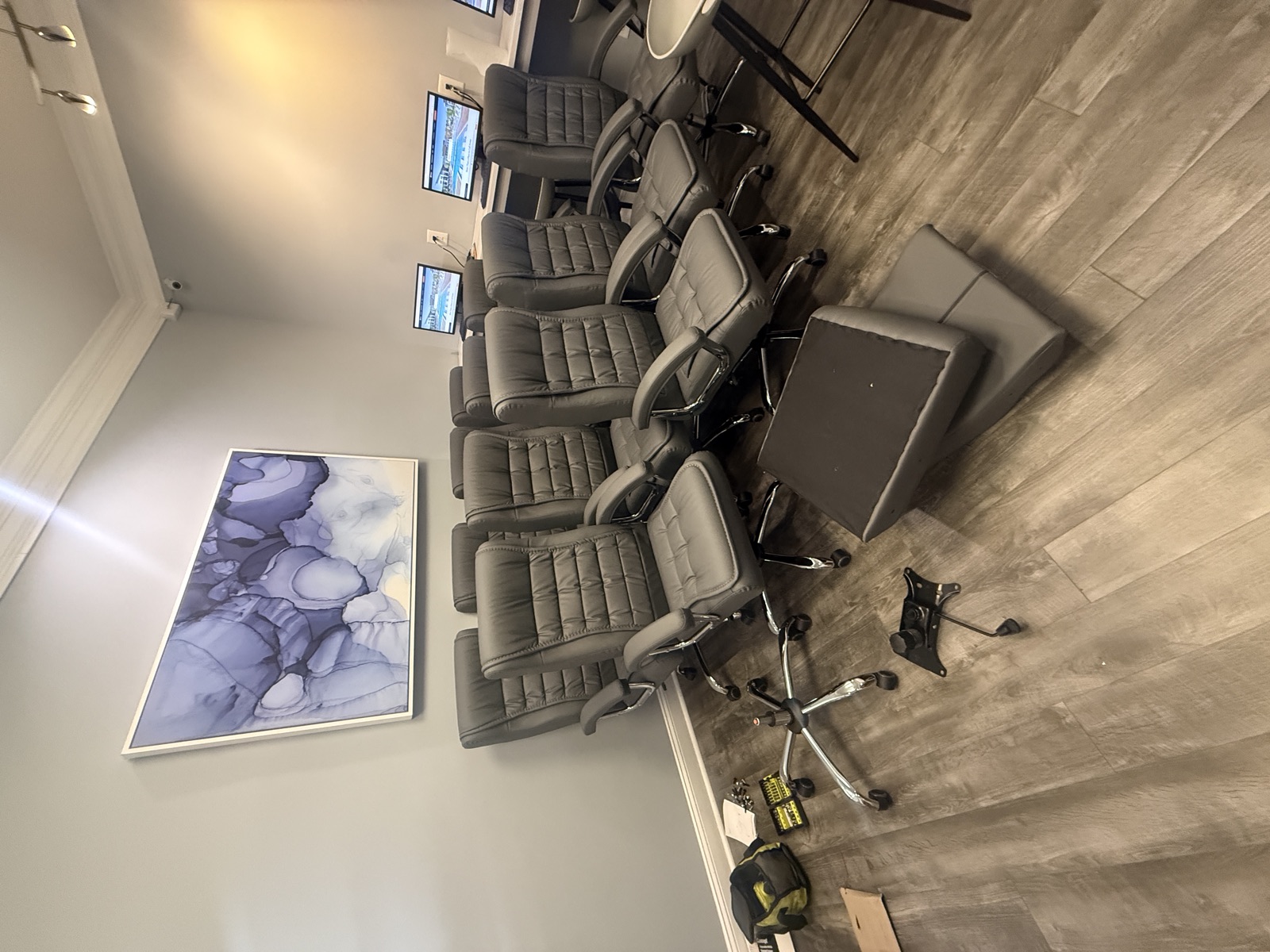 Twelve office chairs assembled by FixCraft VP in a SouthPark Charlotte office