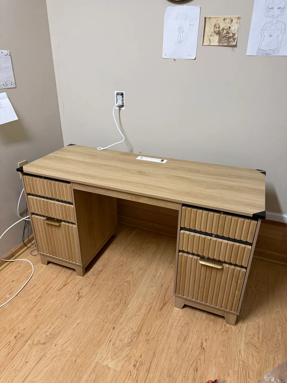 Light oak reeded desk assembled by FixCraft VP in Dilworth Charlotte